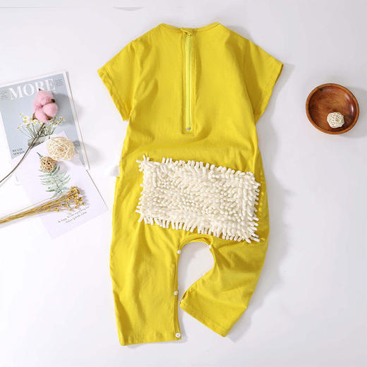 夏季薄款短袖连体婴儿拖把侠爬行服宝宝连体衣爬爬服擦地板防脏连 商品图2