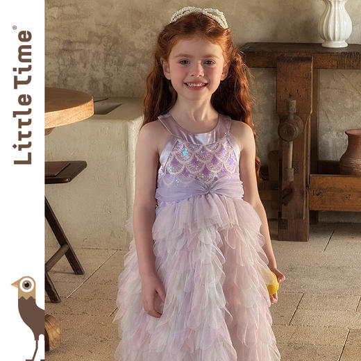 Little time女童连衣裙2025春夏新款儿童洋气时尚美人鱼公主裙 商品图0