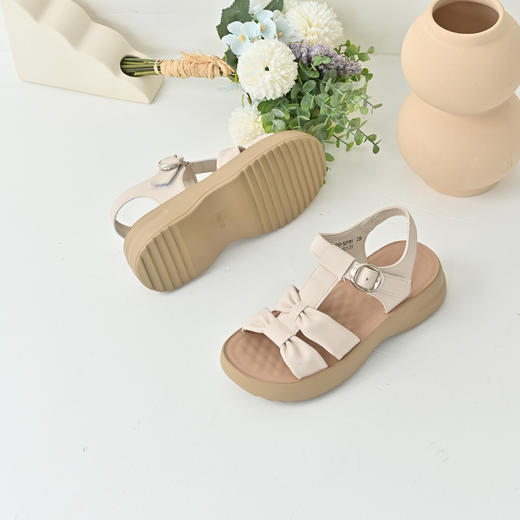 经典鲨2025年夏季新品百搭厚底露趾舒适平底通勤休闲凉鞋女KW233-529101 商品图1