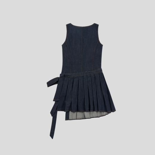 GOODBAI 粗体23 logo印花两件式百褶牛仔连衣裙 商品图2