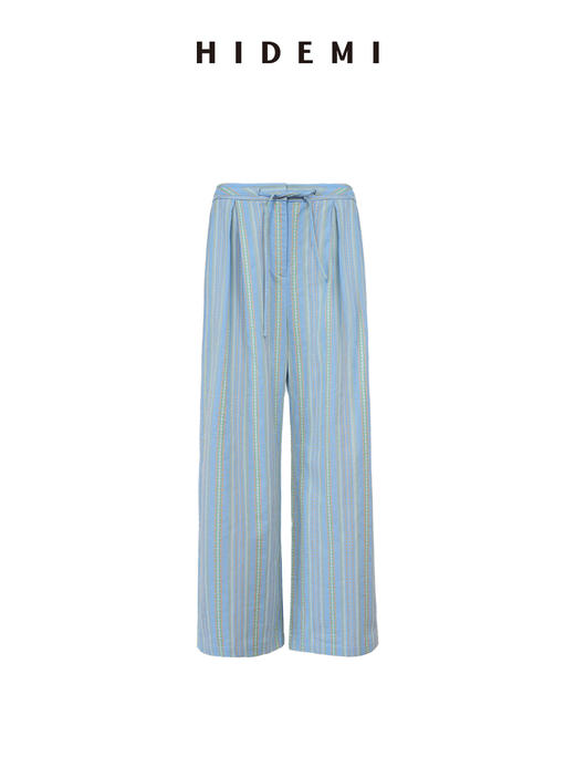 HIDEMI 度假系列艺术刺绣面料不规则荡领设计感优雅气质上衣短裤长裤套装 商品图9