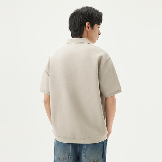 gxg.jeans男装 简约格纹肌理无扣领口短袖POLO衫男 25年夏季热卖 商品图3