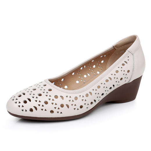 雀说新款真皮凉鞋女士坡跟洞洞防滑镂空单鞋软底复古皮鞋AL5062 商品图4