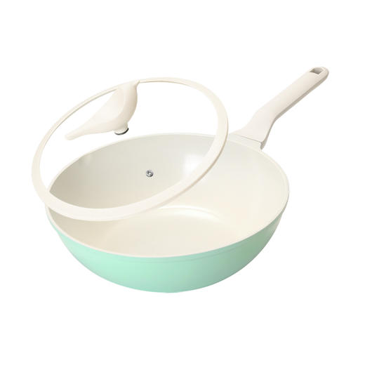 【欧乐菲 OLOFE】 家用陶瓷微压不粘炒锅 轻便平底炒菜锅 珐琅瓷巴宝克百灵鸟轻便平底锅30cm 商品图9