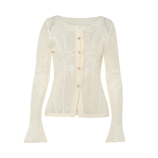 两三事 邮寄月光 2025夏季新款小清新钩针提花透视针织开衫女 商品图4