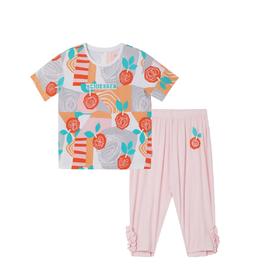 【COOL凉感】SCHIESSER德国舒雅女童抽象几何系列COOLMAX凉感吸湿排汗功能面料短袖长裤套装3F/24318H