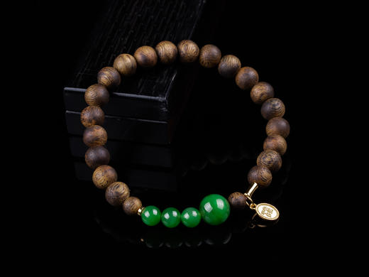 XY0335沉香+碧玉平安多财小提溜手串 商品图1