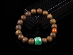 XY0329沉香+翡翠南红桶珠手串