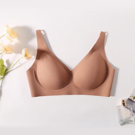 丁摩新款真丝无痕女文胸桑蚕丝无钢圈内衣大胸显小舒适透气胸罩AL300147 商品图8