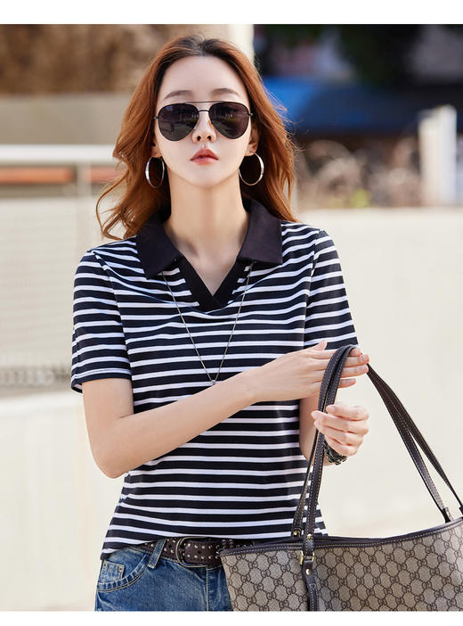 雀说棉t恤女短袖新款夏装韩版潮宽松百搭圆领半袖体恤insAL82310 商品图5