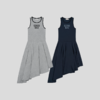 GOODBAI 粗体logo撞色印花拼接不规则下摆工字背心连衣裙 商品缩略图1