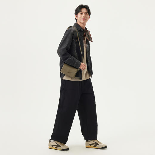 gxg.jeans男装 黑色分割设计时尚水洗翻领牛仔夹克外套男25春热卖 商品图3