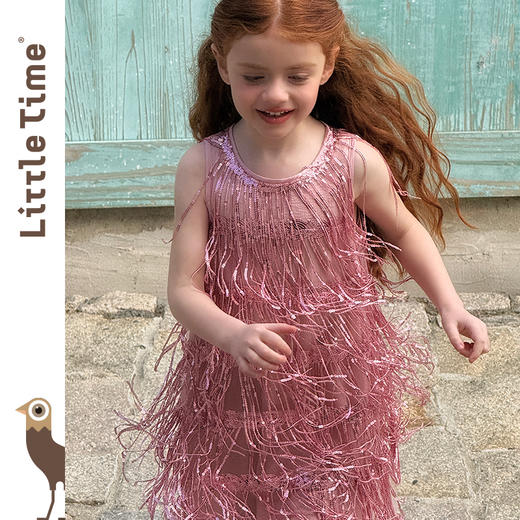 littletime女童连衣裙2025夏新款儿童洋气时尚流苏背心公主裙 商品图2
