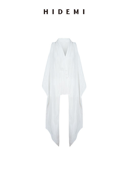 HIDEMI度假系列艺术感浮雕面料不规则剪裁绑带设计感一衣多穿上衣裙裤套装 上衣/裙裤 商品图10