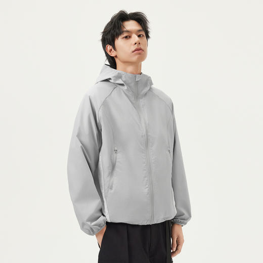 gxg.jeans男装 浅灰色撞色拼接户外宽松连帽夹克外套男 25夏热卖 商品图1