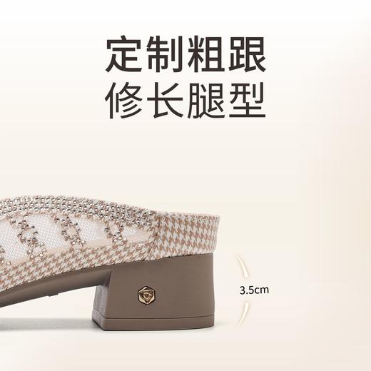 信诺妈妈拖鞋2025新款夏季舒适粗跟外穿包头半拖时尚网纱软底女鞋X5L032-93 商品图3