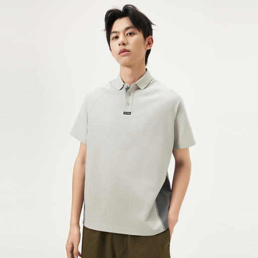 gxg.jeans男装 卡其色撞色拼接运动风宽松短袖polo衫 25年夏热卖 商品图1