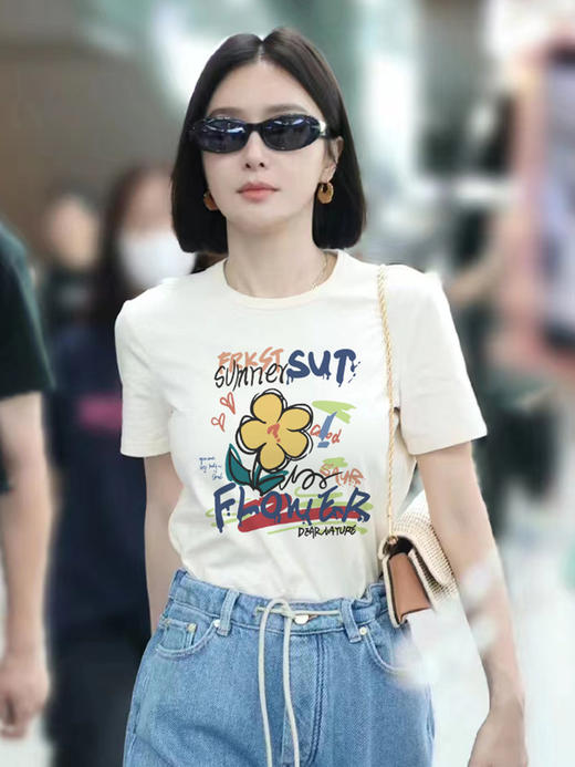 出口转内销🔥韩国订单 【新升级透气纯棉💯印花T恤】  🔥⁡比普通款更具吸睛效果，‪灵动趣味更出片 版型包容藏肉⚠秒变纸片人 商品图2