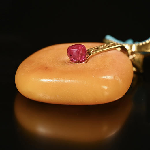 西藏清代蜜蜡+20世纪欧洲绿松石花瓣项坠 商品图6