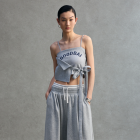 GOODBAI logo印花拼布绑带微弹吊带背心