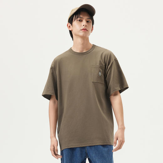 gxg.jeans男装  咖色口袋设计宽松休闲圆领短袖T恤 25年夏热卖 商品图1