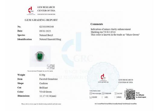 3.85ct刻面祖母绿戒指吊坠 商品图3