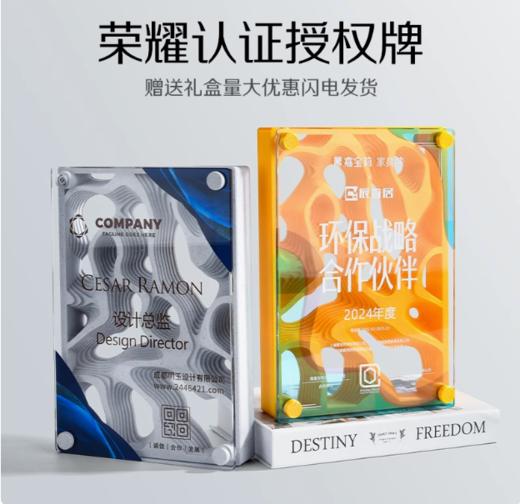 创意新款水晶奖杯定制高档方形奖牌代理经销商纪念荣誉授权牌定做 商品图1