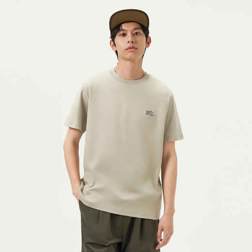 gxg.jeans男装 浅卡其休闲后背趣味印花潮流宽松短袖T恤 25夏热卖 商品图1