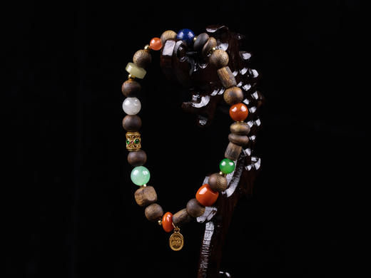 XY0336沉香+翡翠南红多宝随型手串 商品图8