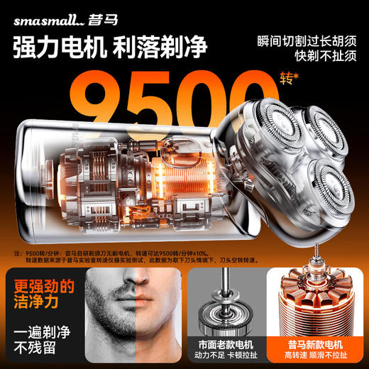 昔马（SMASMALL）电动剃须刀小金刚三头男士刮胡刀悬浮刀头全身水洗便携送老公男友情人节礼物 送礼佳品 商品图4
