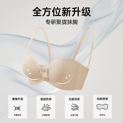 A3-【A-B杯】【前扣bra 无肩带内衣女】润微内聚不外扩【后背透气孔】【内置防滑果冻条】【隐形防滑无痕】【圆圆胸】小胸聚拢夏季美背文胸   风月照人【小胸-半杯】 商品图2