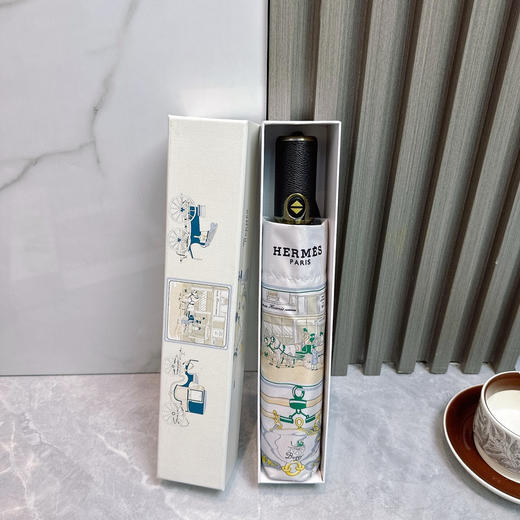 夏季特惠💰220 爱马仕三折防晒睛雨伞 夏季新款 全自动折叠晴雨伞 商品图1