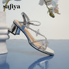 Safiya/索菲娅2025时尚闪钻一字带方头粗跟露趾气质通勤凉鞋 SFD2115418 商品缩略图7