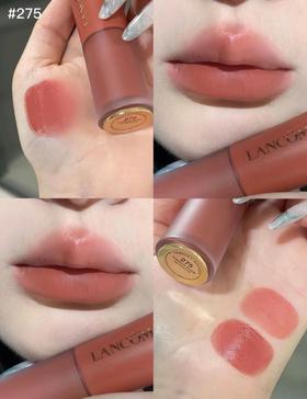 【兰蔻菁纯柔雾哑光唇釉套盒】3ml*2支 正装用不完，中样刚刚好~ 日常素颜涂显得特别白净~ 275#白桃乌龙奶茶196#半透裸砂胡萝卜橘