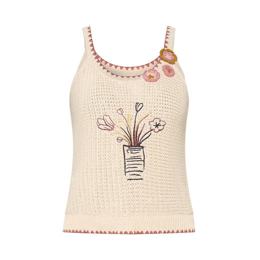 两三事 亲吻露台 2025夏季新款复古立体手钩花绣花针织吊带衫女 商品图4