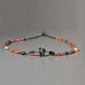 西亚高古缠丝玛瑙飞鸟七彩项链