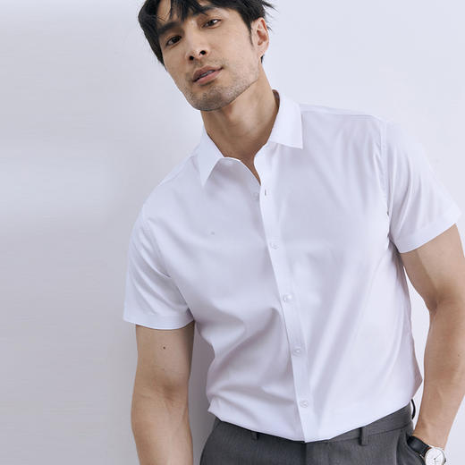 SIMU轻奢夏季免烫衬衫 短袖款商务衬衫，休闲防晒短衬 商品图5