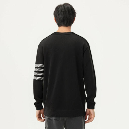 gxg.jeans男装 黑色撞色设计雪尼尔圆领毛衣针织衫男 25年春热卖 商品图3