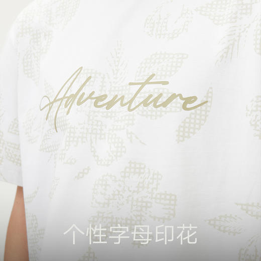 gxg.jeans男装  白色满印花卉潮流时尚宽松短袖T恤上衣男25夏热卖 商品图4