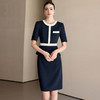 IWY/藏青色短袖连衣裙女气质优雅夏季薄款酒店接待工作服职业裙25Q775 商品缩略图2