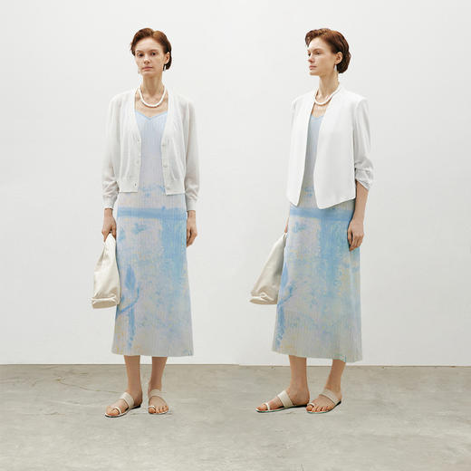 【商场同款】麦檬夏半光高捻纱可调节吊带连衣裙5F5292791M 商品图1