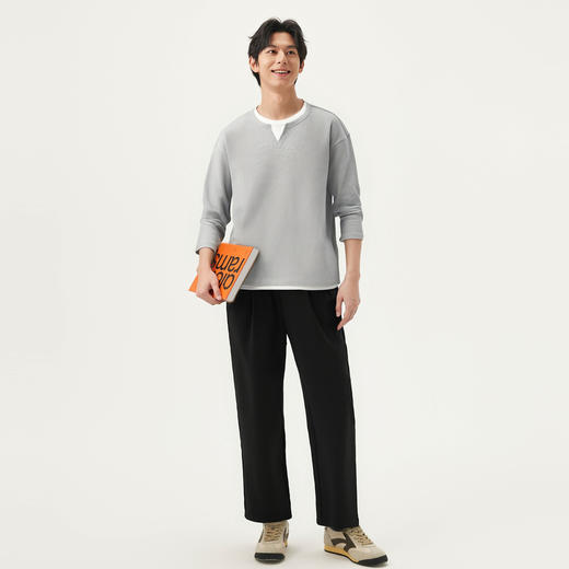 gxg.jeans男装 华夫格叠穿假两件V领长袖卫衣撞色上衣#J25D311069 商品图3