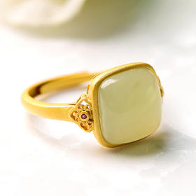 82930CZ75684   MARY WINDSOR  古法银工艺925银镶和田玉青白玉方面戒指