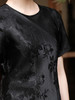 盛唐婧| 新中式圆领斜裁牡丹花修身上衣-黑色[特价品] 商品缩略图3
