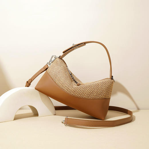 【预售3天】2025高级新款包时尚潮流女包编织包饺子手提单肩斜挎包W2913 商品图1