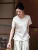 盛唐婧| 新中式圆领斜裁牡丹花修身上衣-白色[特价品] 商品缩略图1
