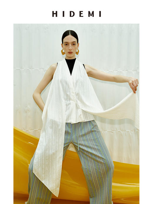 HIDEMI度假系列艺术感浮雕面料不规则剪裁绑带设计感一衣多穿上衣裙裤套装 上衣/裙裤 商品图6