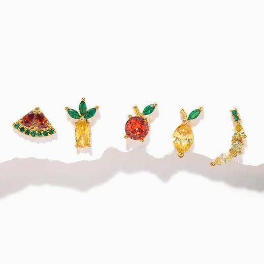订购6周到｜Girls Crew-Tropical Fruit Basket-金色 热带水果篮 套组 耳钉［美国设计师］ 商品图0