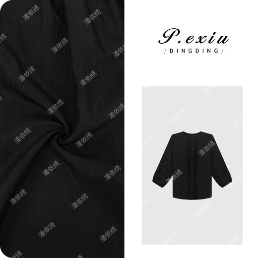 潘依绣【素色心情】天-丝法式蕾丝拼接圆领灯笼袖衬衫 M8615 商品图0