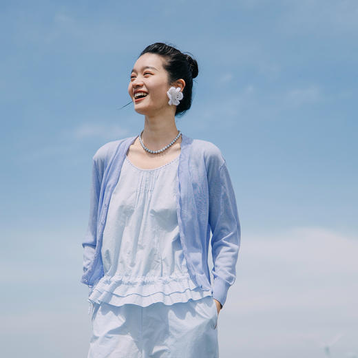 绽放289朵/【入蓝系列】复古文艺花边棉麻开襟针织外套防晒开衫女 商品图0